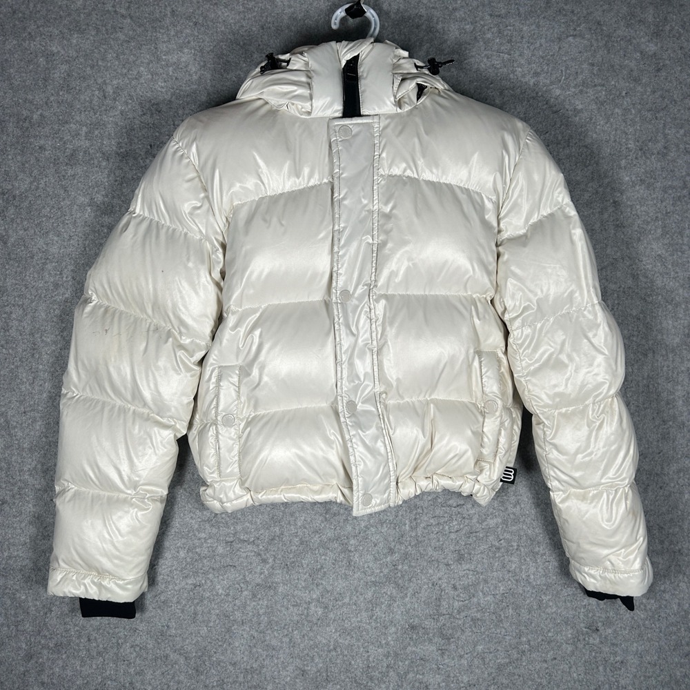 Aritzia The Super Puff Jacket Women 2XS White Hi-Gloss Goose Down Puffer Coat OG